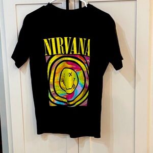 NIRVANA Women’s Black Tee with Multicolor Smiley
